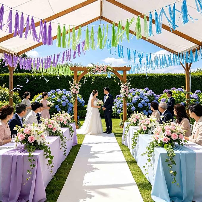 Blue Green and Purple Tissue Paper Tassels 30pcs, Adding Festive Whimsy to Any - Image 4