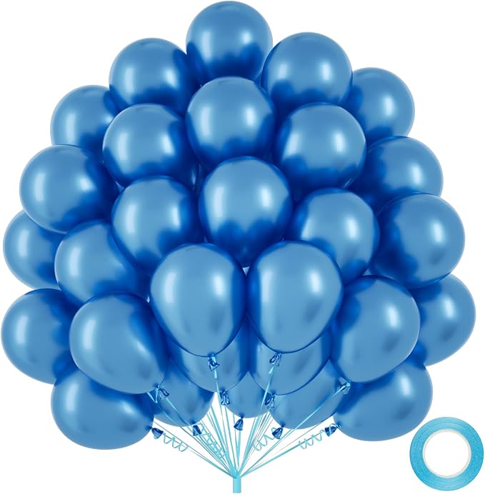 50pcs Metallic Blue Balloons, 12inch Chrome Blue Latex Helium Balloons | by Colorfullifefromnowon