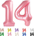 Number 14 Balloon 40Inch for 14 Year Old Birthday Decorations, Pearl Pink | by Mluchee