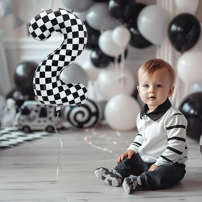 42 Inch Checkered Number Balloon 7, 7th Race Car Flag Birthday Party Supplies - Image 5