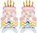 35" Pink Self-Standing Happy Birthday Mylar Balloons 2pk | birthday cake balloon by RychifPartySupplies