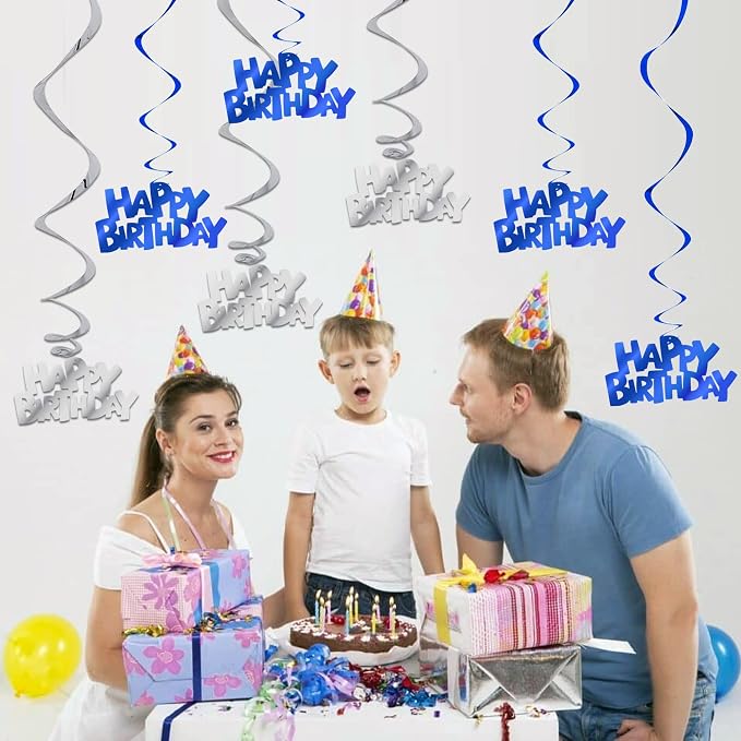 BEISHIDA 12 Pcs Happy Birthday Hanging Swirl Decorations, Men Boys Birthday - Image 5