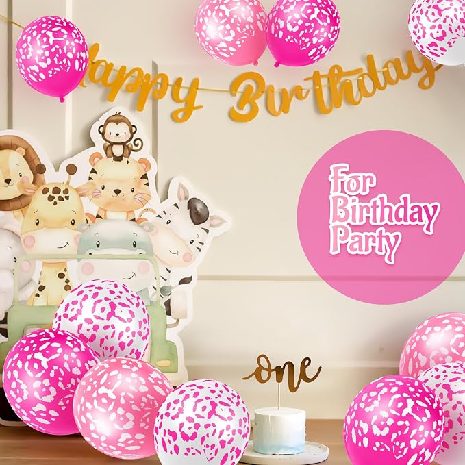 Gejoy 36 Pcs Cheetah Balloons White and Rose Pink Leopard Print Balloons 12 - Image 6