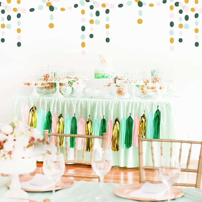 Sage-Green Pink-Gold Party-Decorations Tassel Garland - Image 2