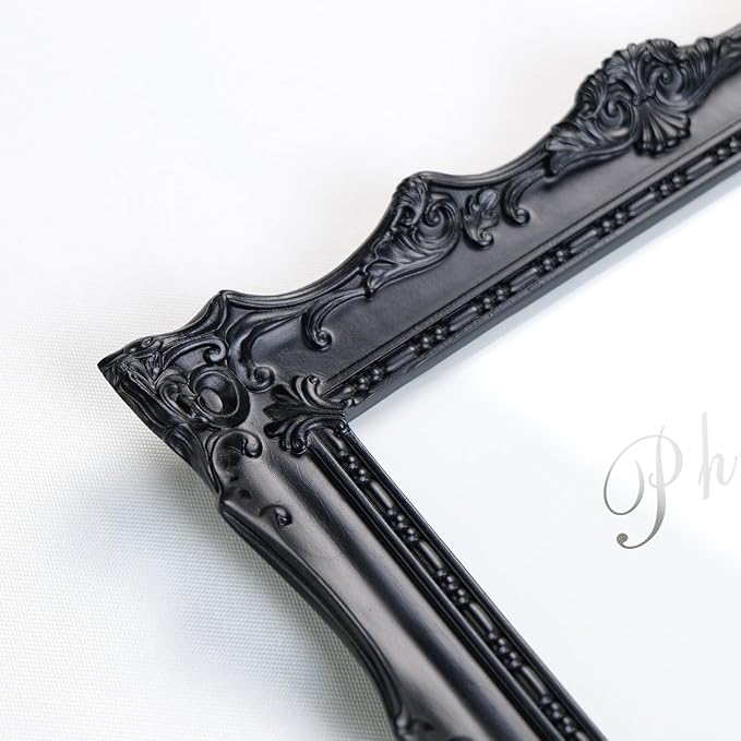 Cuspin 8x10 Black Picture Frame, Handcrafted Resin Frame with Exquisite Carved Details & Glass Front, Vintage Antique Design for Wall Hanging or Tabletop Display, Home Decor