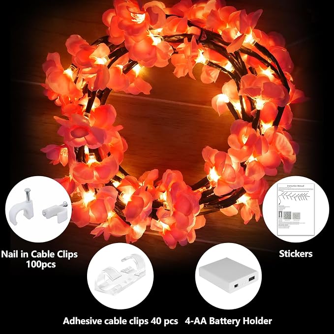 4FT 48LED Pink Cherry Blossom Tree Branch Lights - Image 5