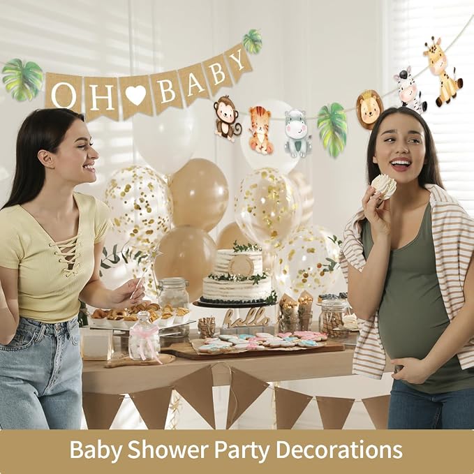 Weecent Pre-Strung 6ft Oh Baby Banner Safari Baby Shower Decorations | Burlap - Image 5