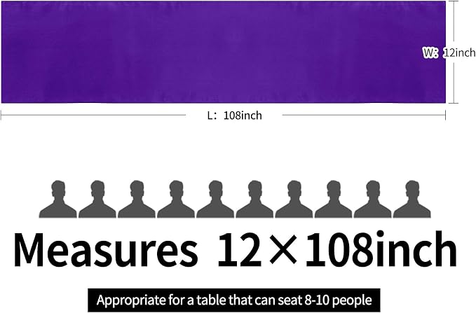 5-Pack Satin Table Runner Purple 12 x 108 inches Long, Table Runners - Image 4
