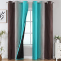 Brown and Teal Room Darkening Blackout Curtains 84 Inch Length 2 Panels Set by ESTELARTEXTILER