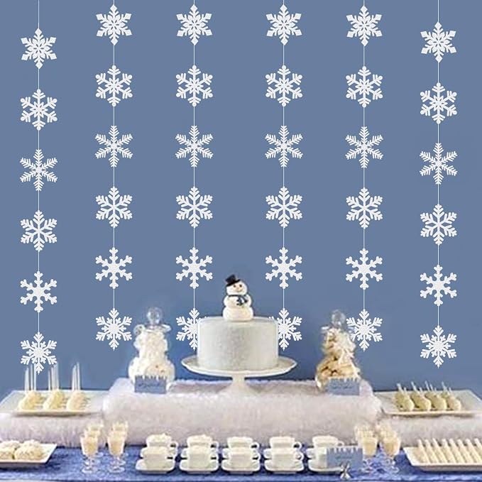 Snowflake Snow White-Silver Christmas Party-Decorations Garland - Image 6
