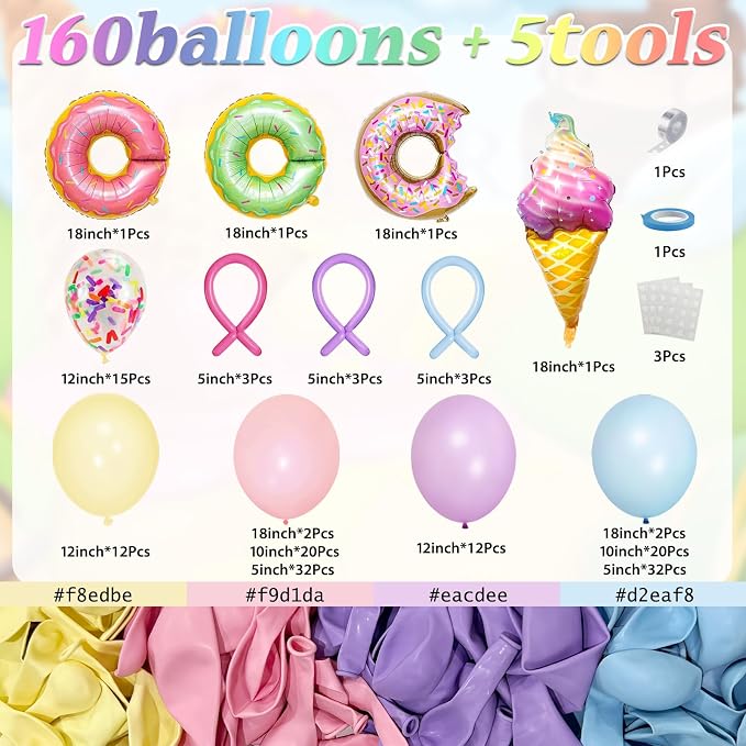 Pastel Donut Balloon Arch Garland Kit, - Image 3