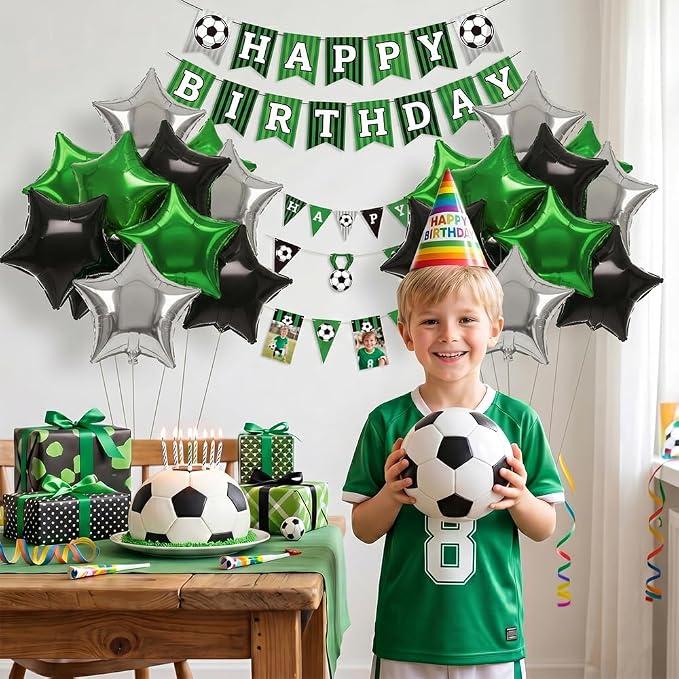 TONIFUL 15 Pack Black and Green Silver Star Foil Balloons | 18 Inch Mylar Star - Image 3