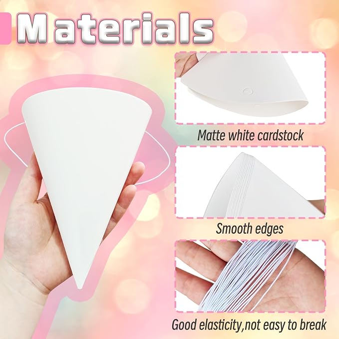 Woozettn 50 Pack White Paper Party Hats - Image 3