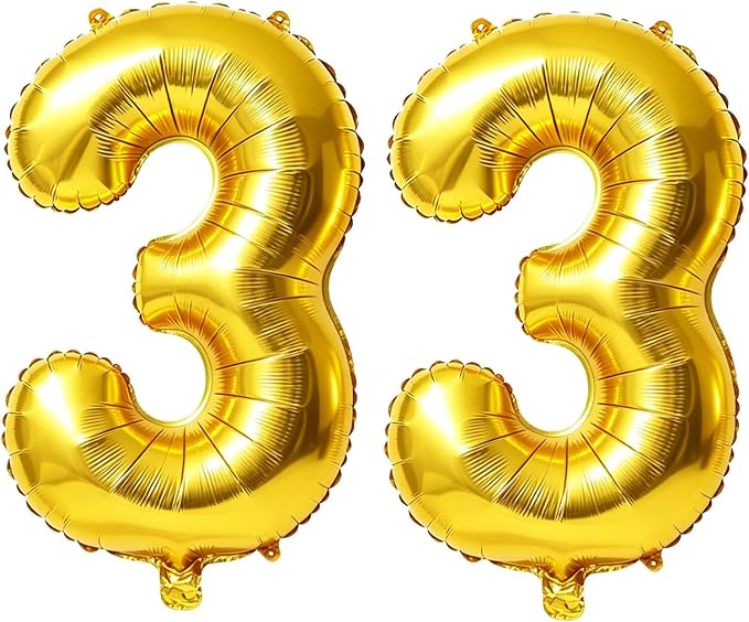 40 Inch Number 33 Balloons for 33rd Birthday Party Decorations, 0-100 Gold by FOBELEC