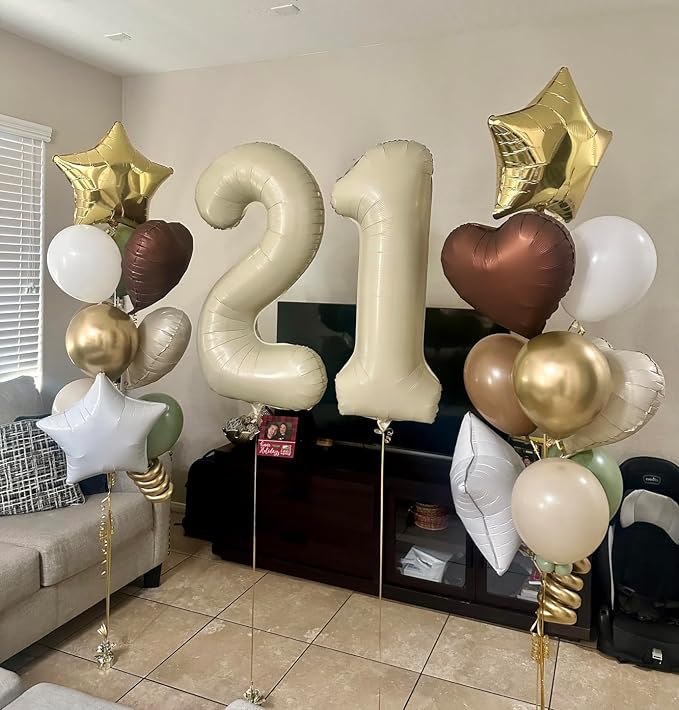 18 Balloon Numbers Foil 40Inch for 18 Year Old Birthday Decorations, Cream | - Image 5