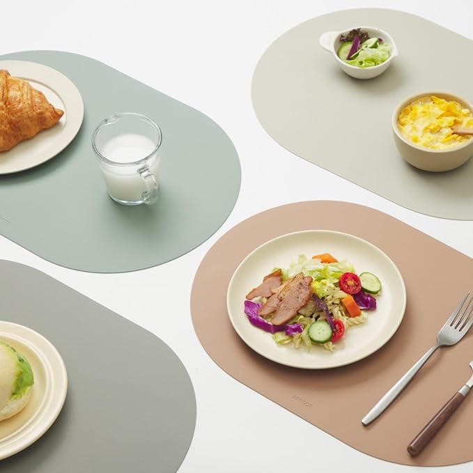 Matt Multi-Color Oval Silicone Placemats Set of 4 – Heat Resistant, Waterproof by Unknown