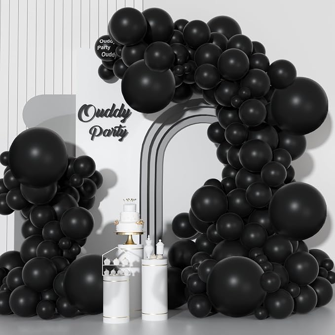 Ouddy Party 129Pcs Black Balloons Different Sizes 18 12 10 5 Inch, Latex by OuddyParty