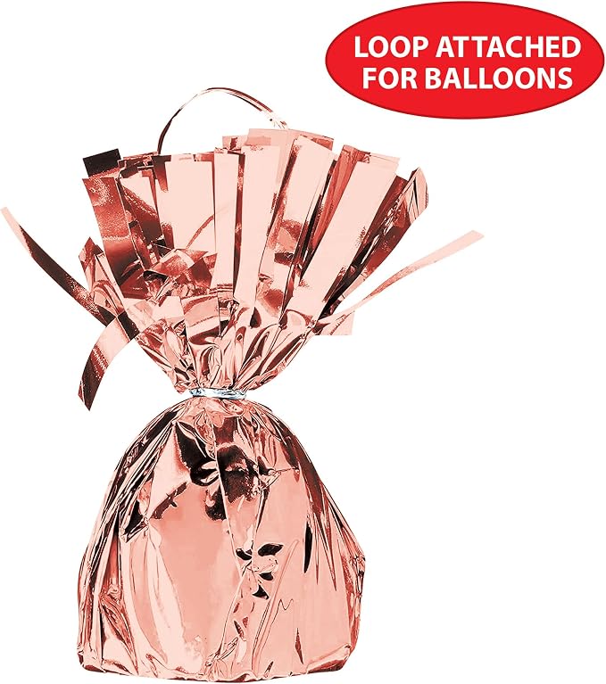 Beistle Metallic Wrapped Balloon Weight – 6 Pack, Rose Gold Balloon Centerpiece - Image 6