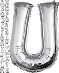 40 inch Silver Letter U Balloon, Big Size Alphabet Foil Mylar Helium Balloons by VHUWE