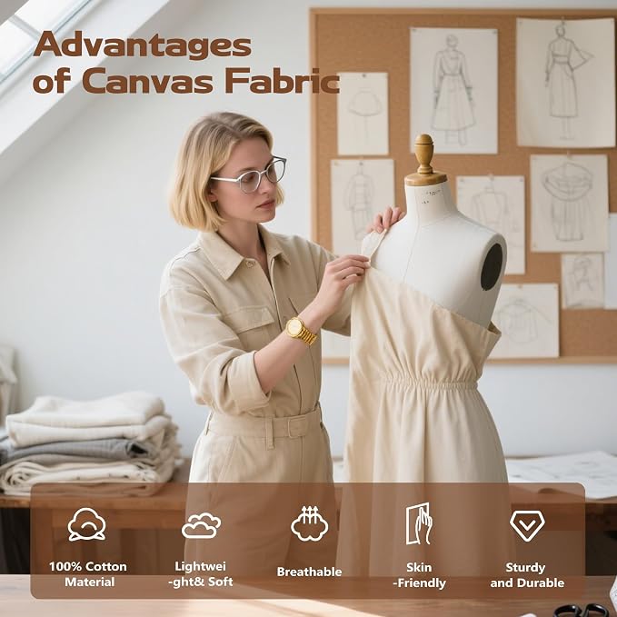 Canvas Fabric, Premium 10oz Natural Cotton Duck Canvas Fabric 62'' Wide - Image 8