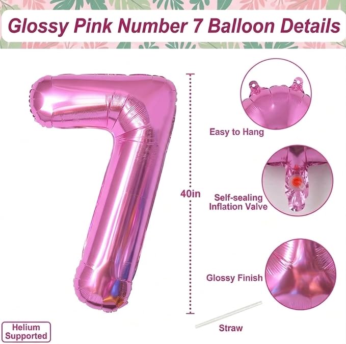 Pink Number 17 Balloon 40 Inch, Sleek Foil Numeral - Image 4