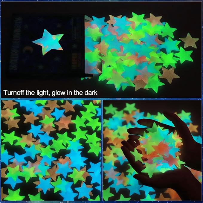 AM AMAONM 100pcs Glow in The Dark Luminous Stars Fluorescent Noctilucent - Image 2