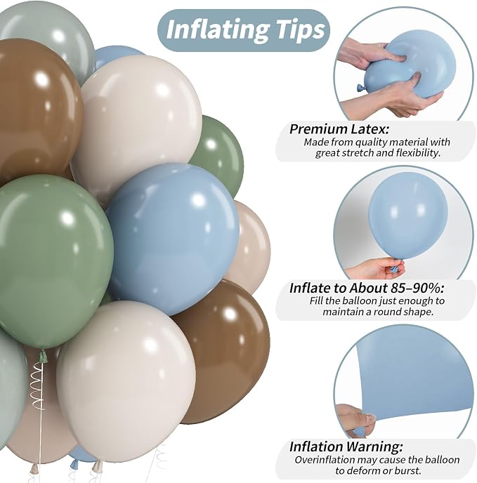 Sage Green Blue Brown Balloons - Image 5