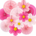 ADLKGG Pink Paper Fans Wall Decor, Flower Backdrop Party Decorations | 12 Pcs by ADLKGG