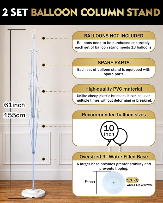Pro Series Balloon Column Kit Set of 2, 5ft Floor Balloon Tower - Image 2