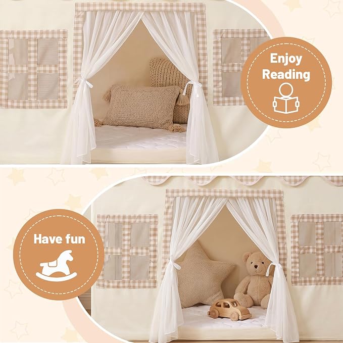 Kids Play Tent Indoor: with Mat, Tassel Garland - Image 4