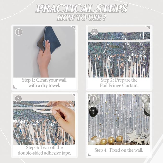 DECOCKRAT 3 Pack Foil Fringe Backdrop - Image 2
