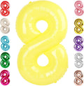 8 Balloon Numbers Birthday Decorations, 40In Yellow Balloons by Mluchee
