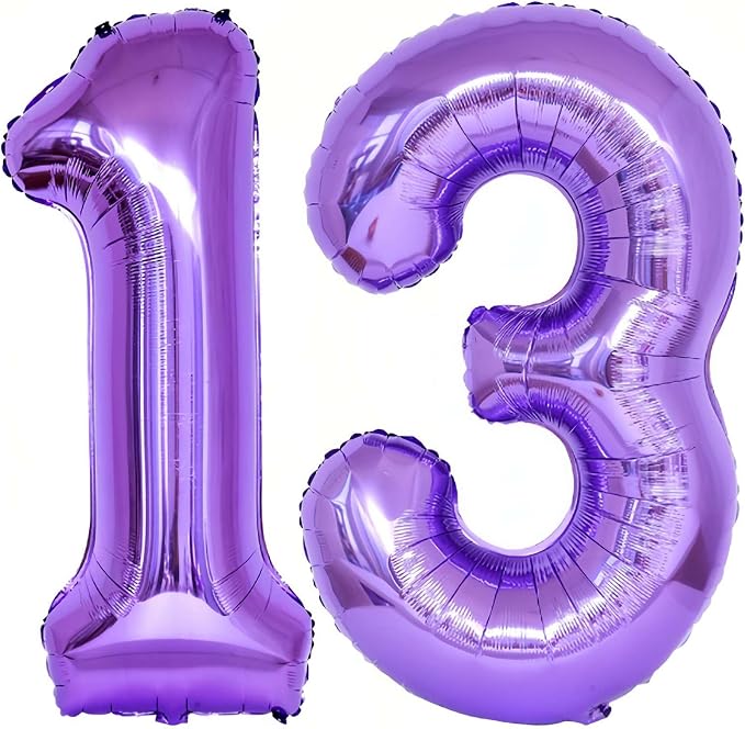 Purple 13 Number Balloons, 40 Inch Giant Number 13 Balloons Foil Mylar Helium by Lovoir
