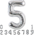 TONIFUL 40 Inch Silver Number 5 Balloon Large Foil 5th Birthday Decorations | by TONIFUL