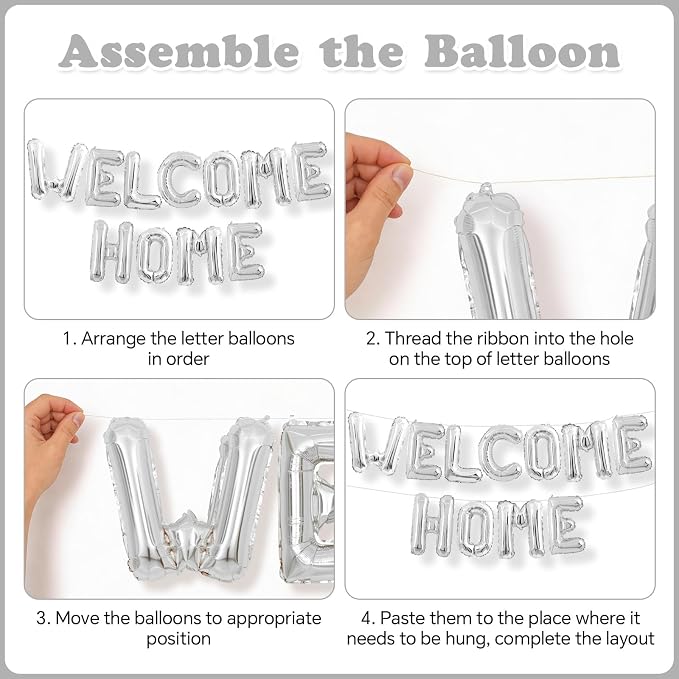 Welcome Home Balloons Silver, 16Inch Welcome Home Foil Balloons Banner - Image 7