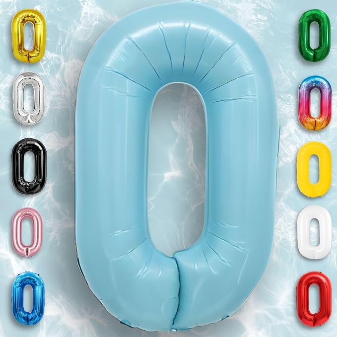 Candy Blue Number Balloon 0 Mylar Foil Balloons 32 inch - Image 5