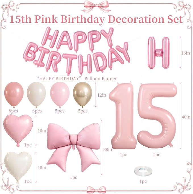 Dusty Pink Number 15 Balloon, 15th Birthday Decorations - Image 2