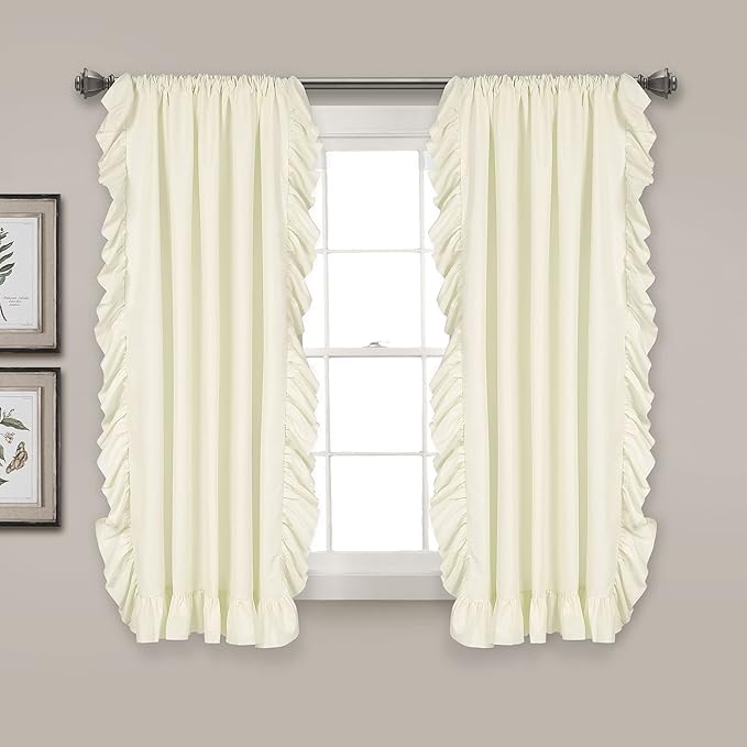 Lush Decor Reyna Ruffle Window Curtain Panel Set, Ivory by LushDecor