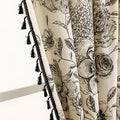 F-CHU Black Floral Farmhouse Curtains Living Room Drapes 90 Inch Length Cotton by F-CHU