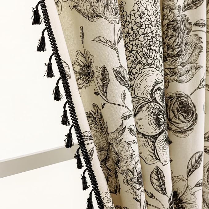F-CHU Patterned Curtains for Living Room 90 Inch Length French Country Floral by F-CHU