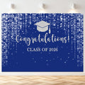 Mocsicka Class of 2026 Backdrop Blue Silver Glitter Bokeh Graduation Party by Mocsicka