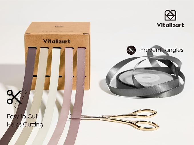 Vitalizart Nude & Pink Ribbons for Crafts 3/8" x 50Yds Double-Faced Satin | - Image 5