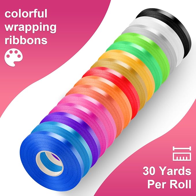 27 Roll Curling Ribbon, 3/16 Inch x 32.8 Yard Balloon String, 15 Colors Ribbons - Image 3