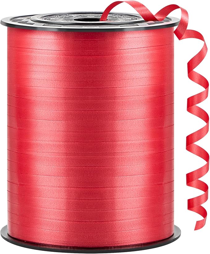 Red Curling Ribbon, 500 Yards, 1/5 Inch | by CLUEWR