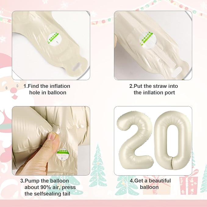 2026 Balloon Numbers Party Decorations, 40In Cream Balloons - Image 6