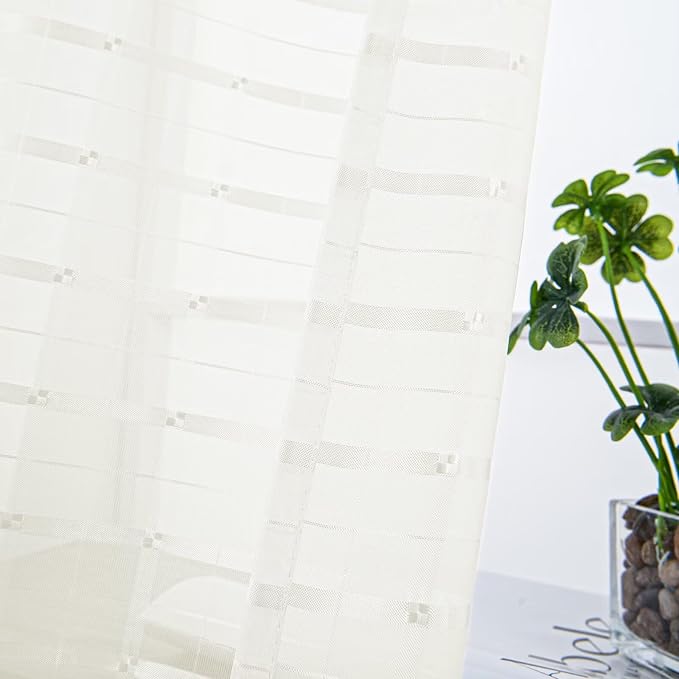 SpaceDresser Check Sheer Curtains 45 Inches Long - Image 2