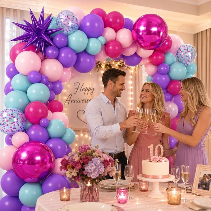 Pink and Teal Blue Balloon Arch Garland Kit - Image 6