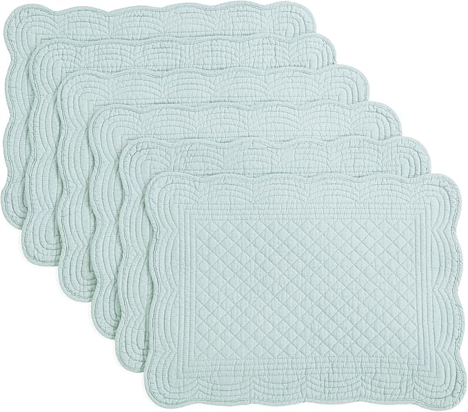 HOMBYS Quilted Placemats Set of 6 Washable-13x18 inches Rectangular Placemats by HOMBYS