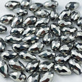 130pcs 6x8mm Teardrop Crystal Glass Beads for Jewelry Making, Faceted Vertical Hole Teardrop Glass Spacer Beads for Wind Chimes Bracelet Earring Necklace DIY Craft(Silver)