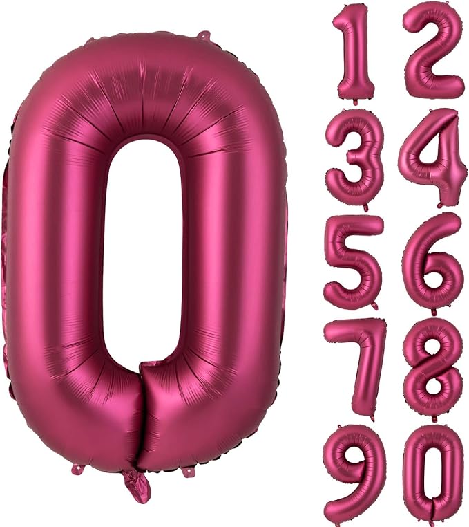 Number 0 Balloons 40 Inch Wine Red Burgundy Foil Number Balloon 0 | Wine Red by Yeodong